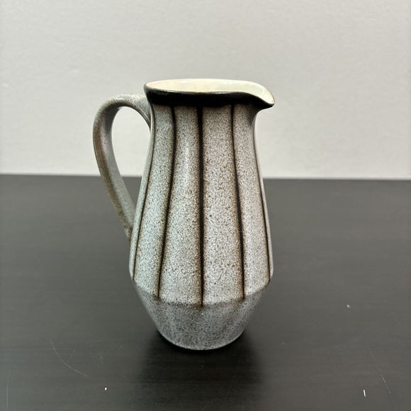 Denby Studio England Stoneware Creamer Gray With Brown Stripes 6" Tall - Picture 1 of 8